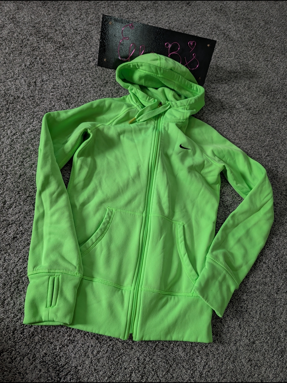 Used Condition Nike Neon Green Full-Zip Hoodie Xs
